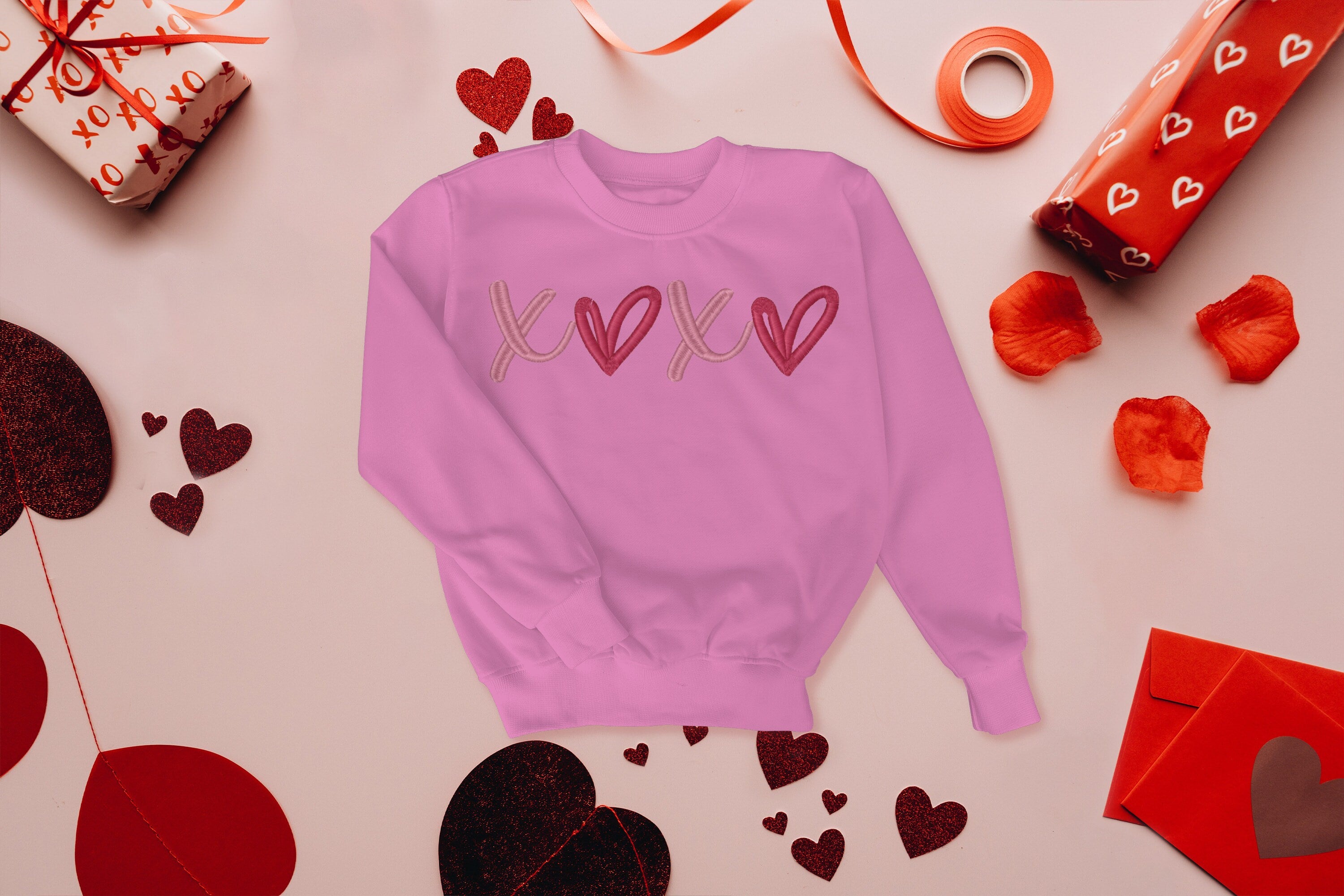 Embroidered XOXO Valentine's Day Crewneck Sweatshirt