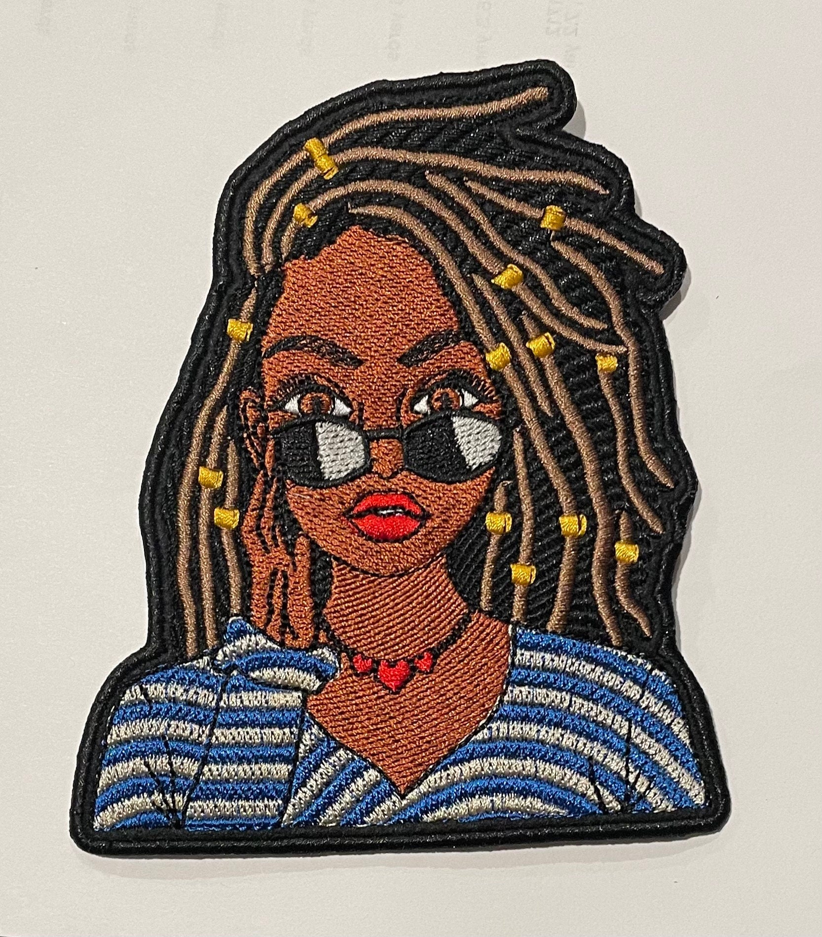 Afro Woman Embroidered Iron-on Patch