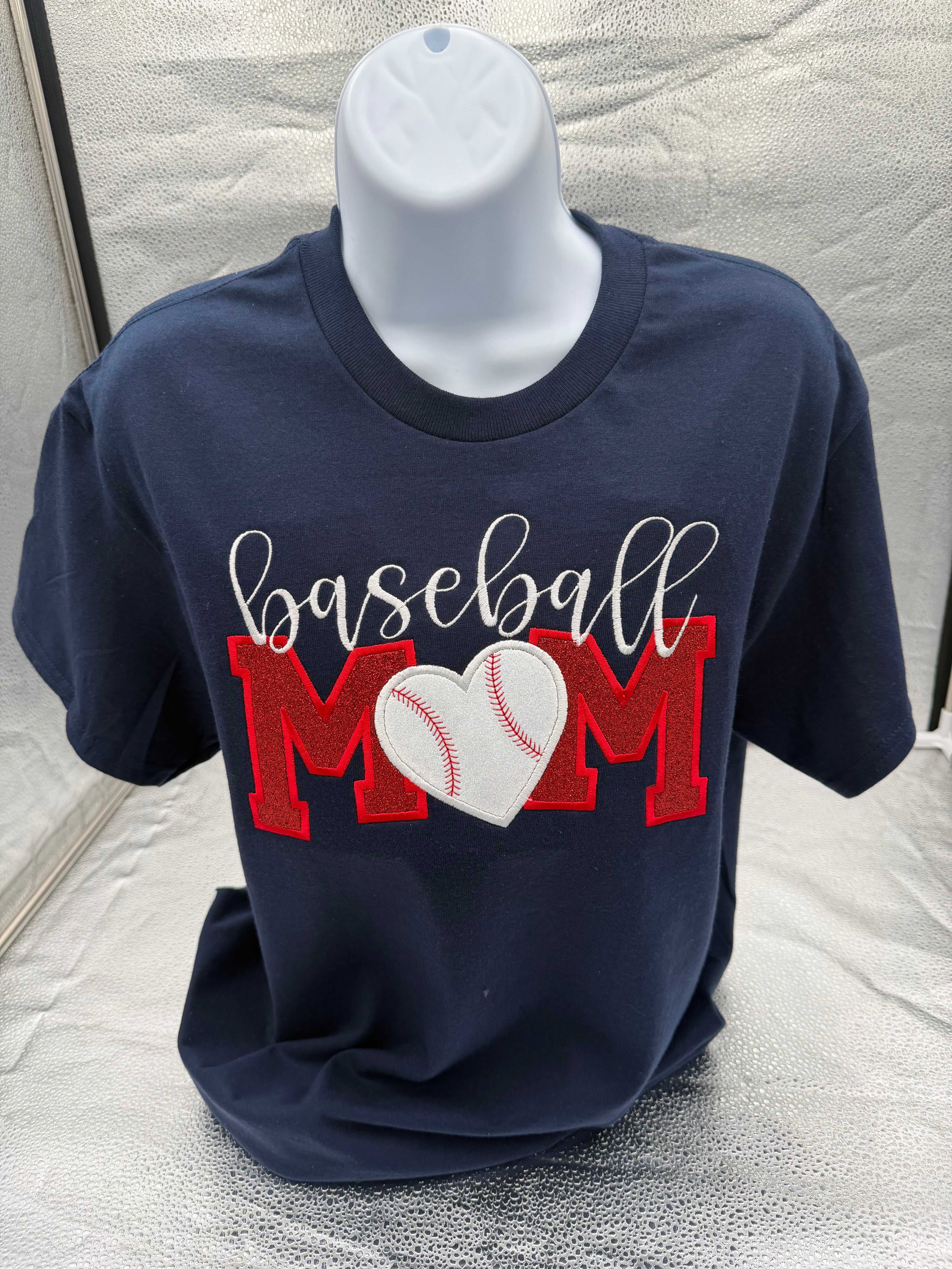 Embroidered Baseball Mom Short Sleeve Shirt