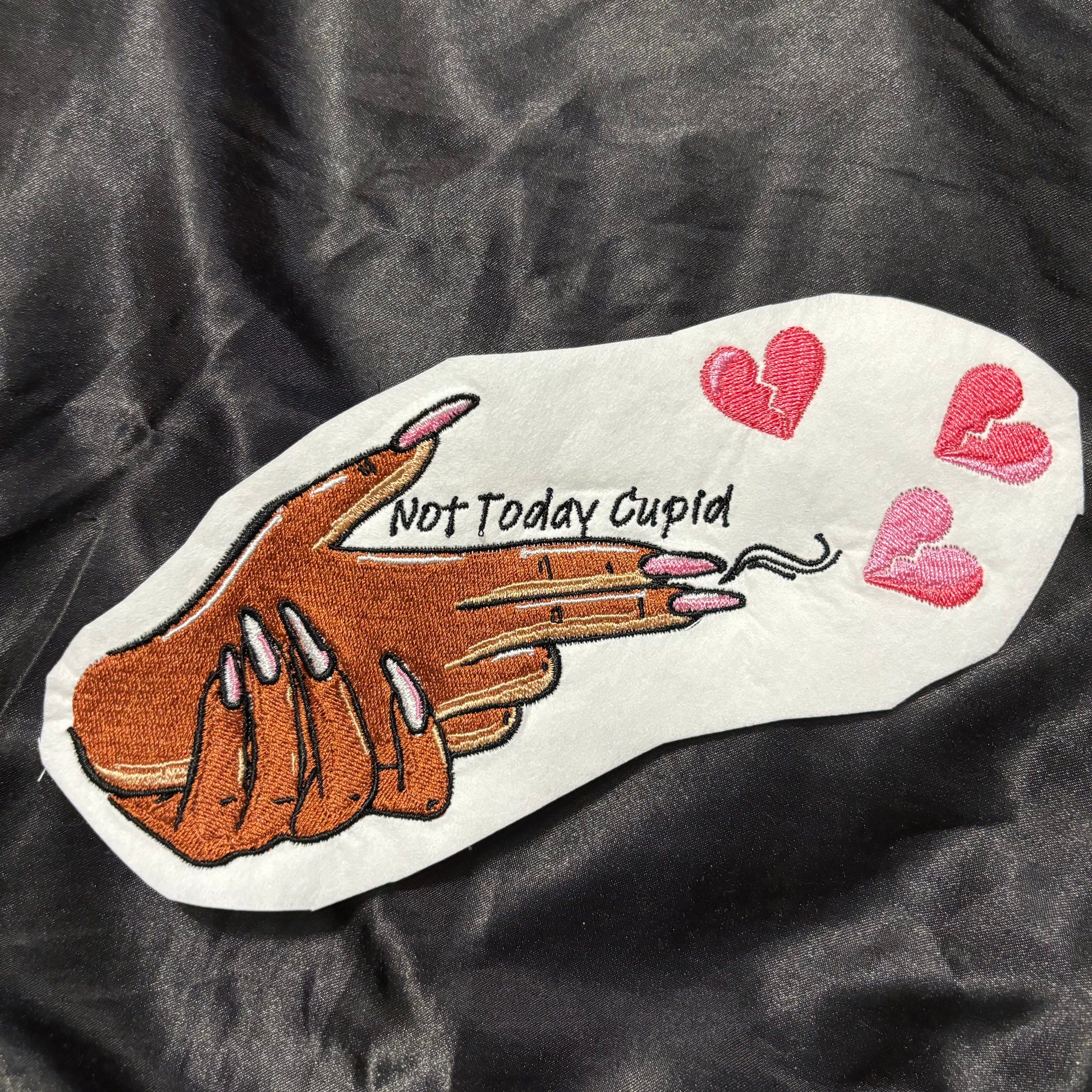 Embroidered Not Today Cupid Anti-Valentine’s Day Crewneck Sweatshirt