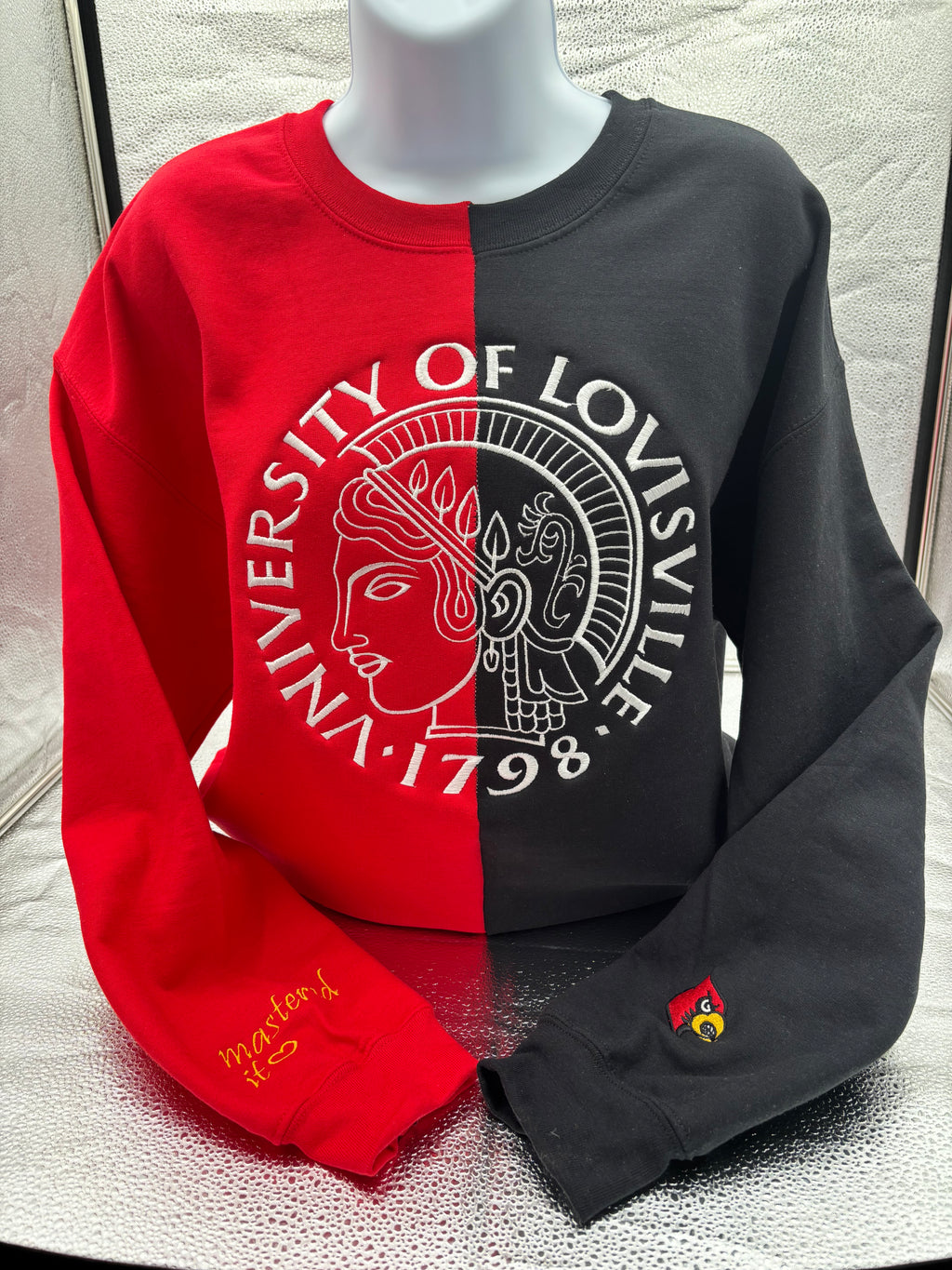 Custom Split Color Crewneck | Personalized Embroidered Sweatshirt