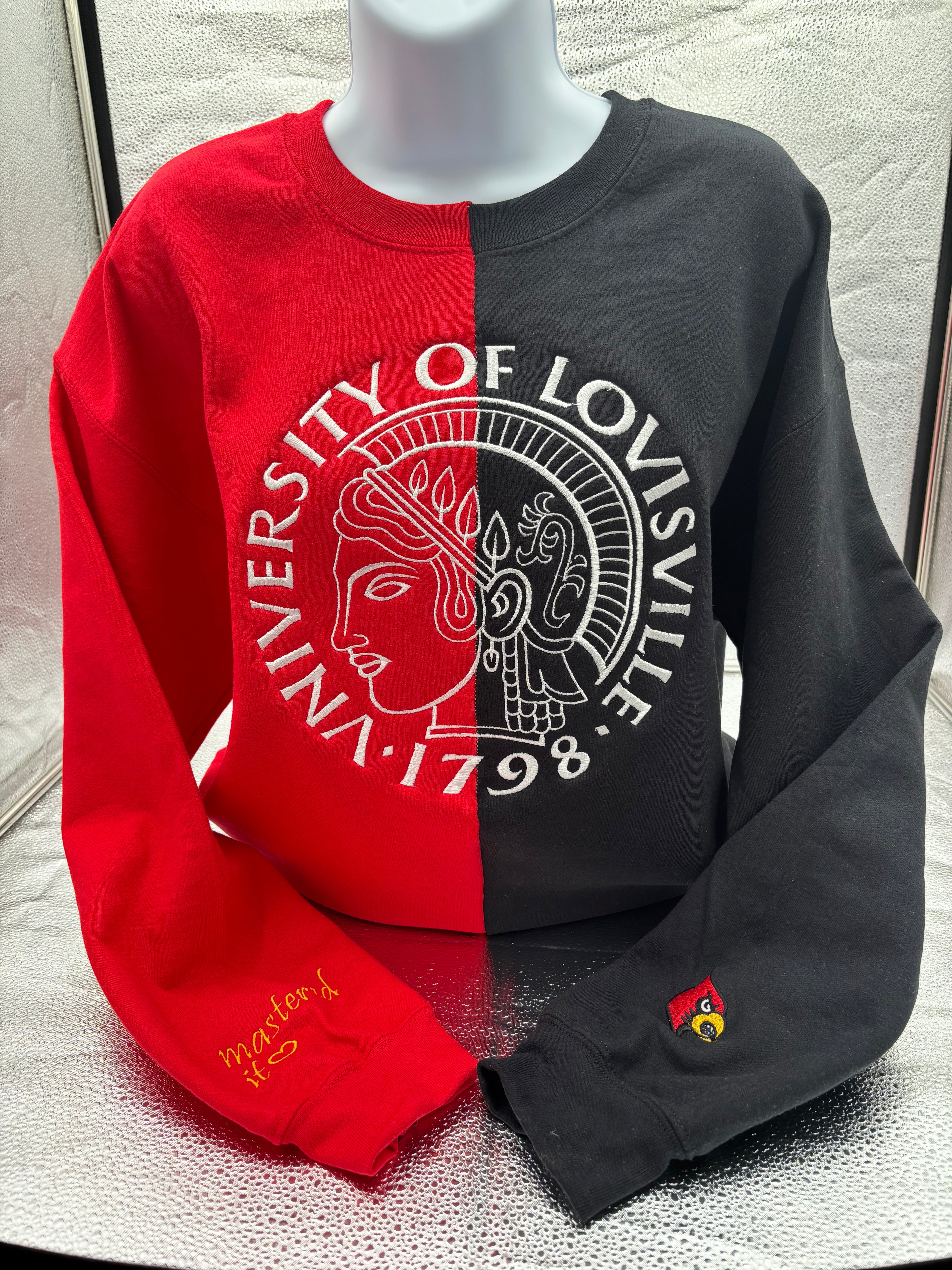 Custom Split Color Crewneck | Personalized Embroidered Sweatshirt