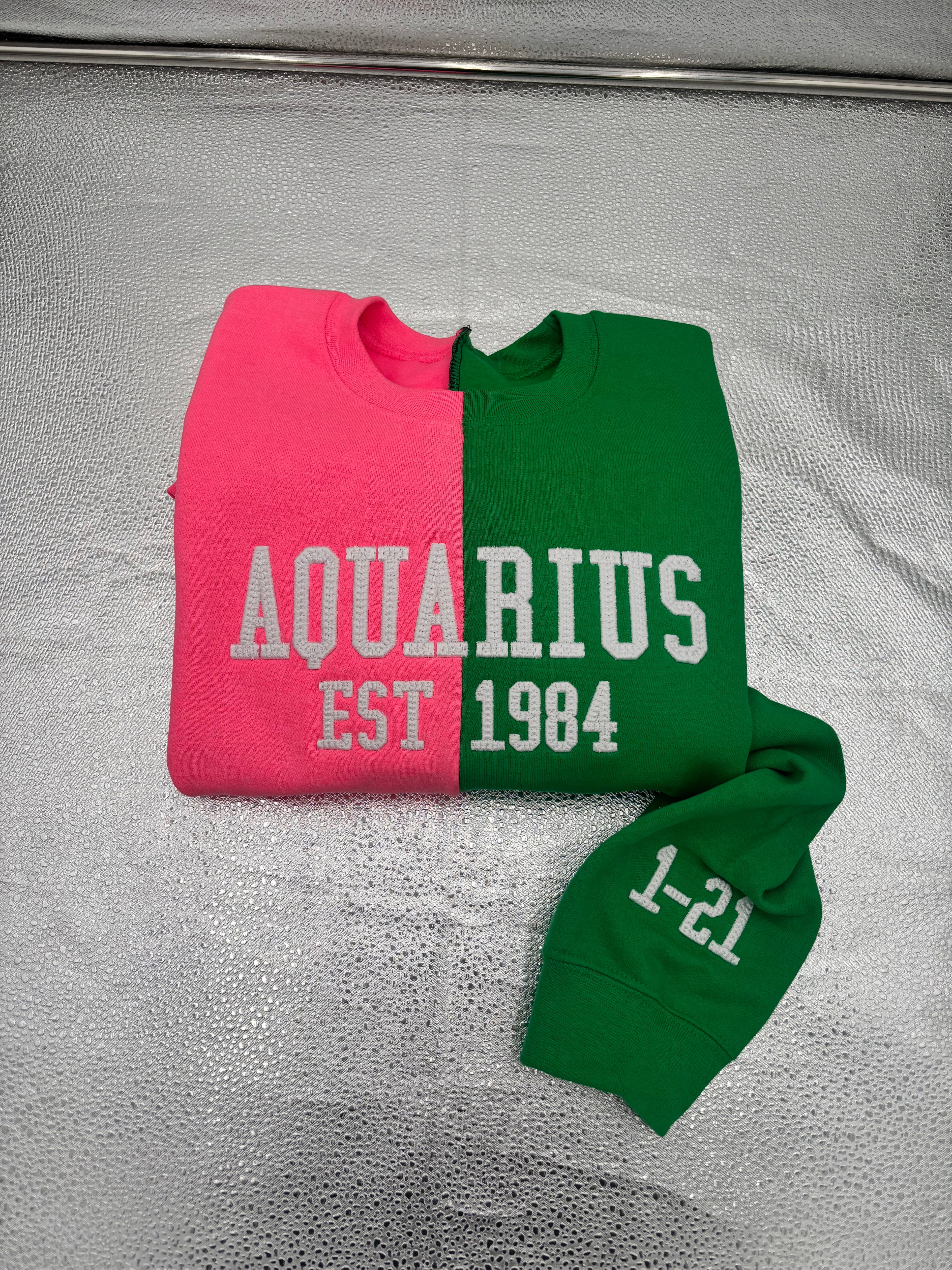 Custom Split Color Crewneck | Personalized Embroidered Sweatshirt