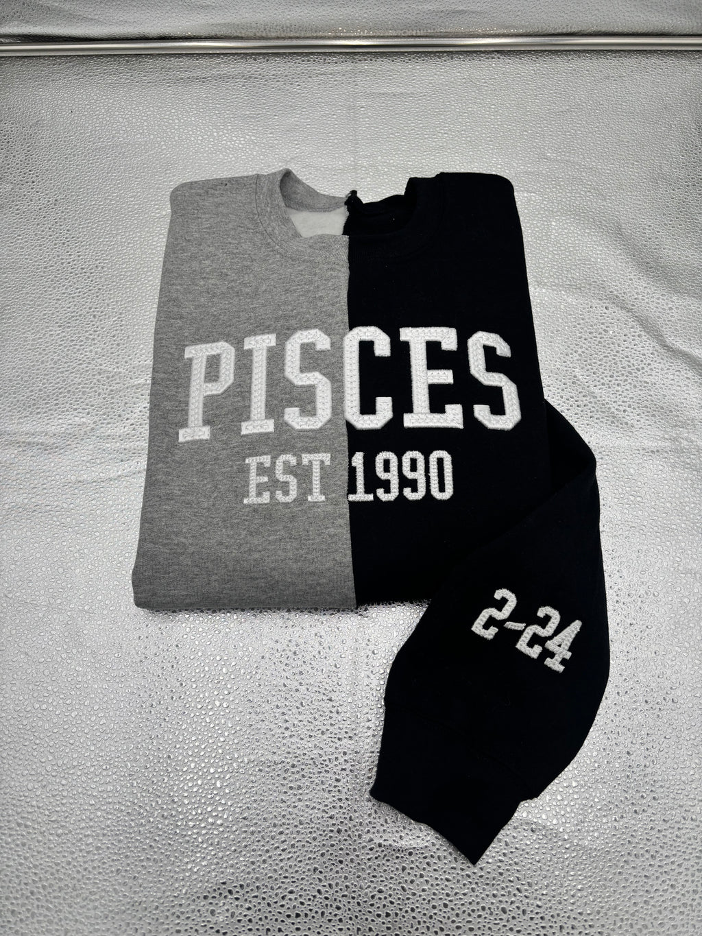 Custom Split Color Crewneck | Personalized Embroidered Sweatshirt