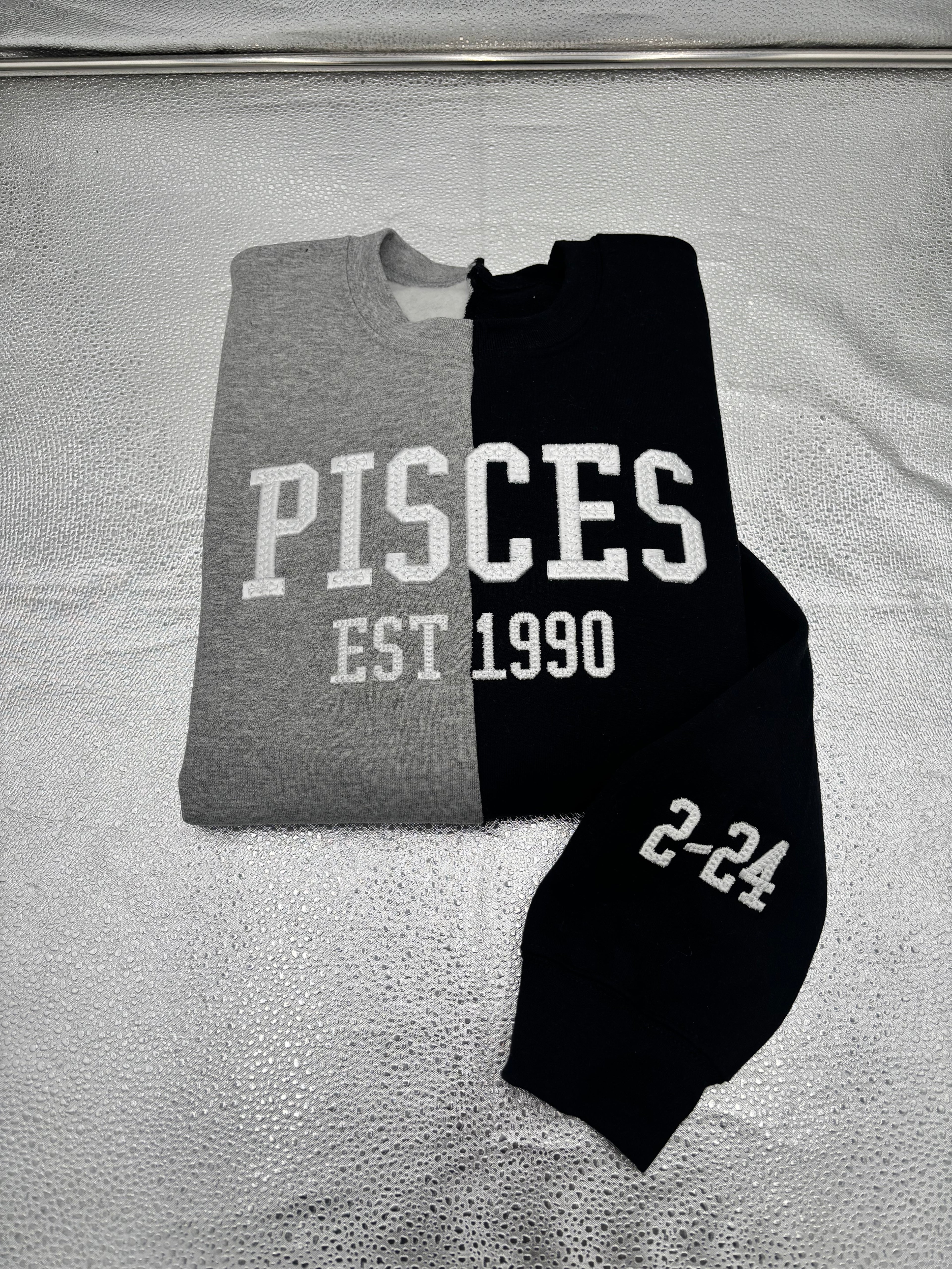 Custom Split Color Crewneck | Personalized Embroidered Sweatshirt