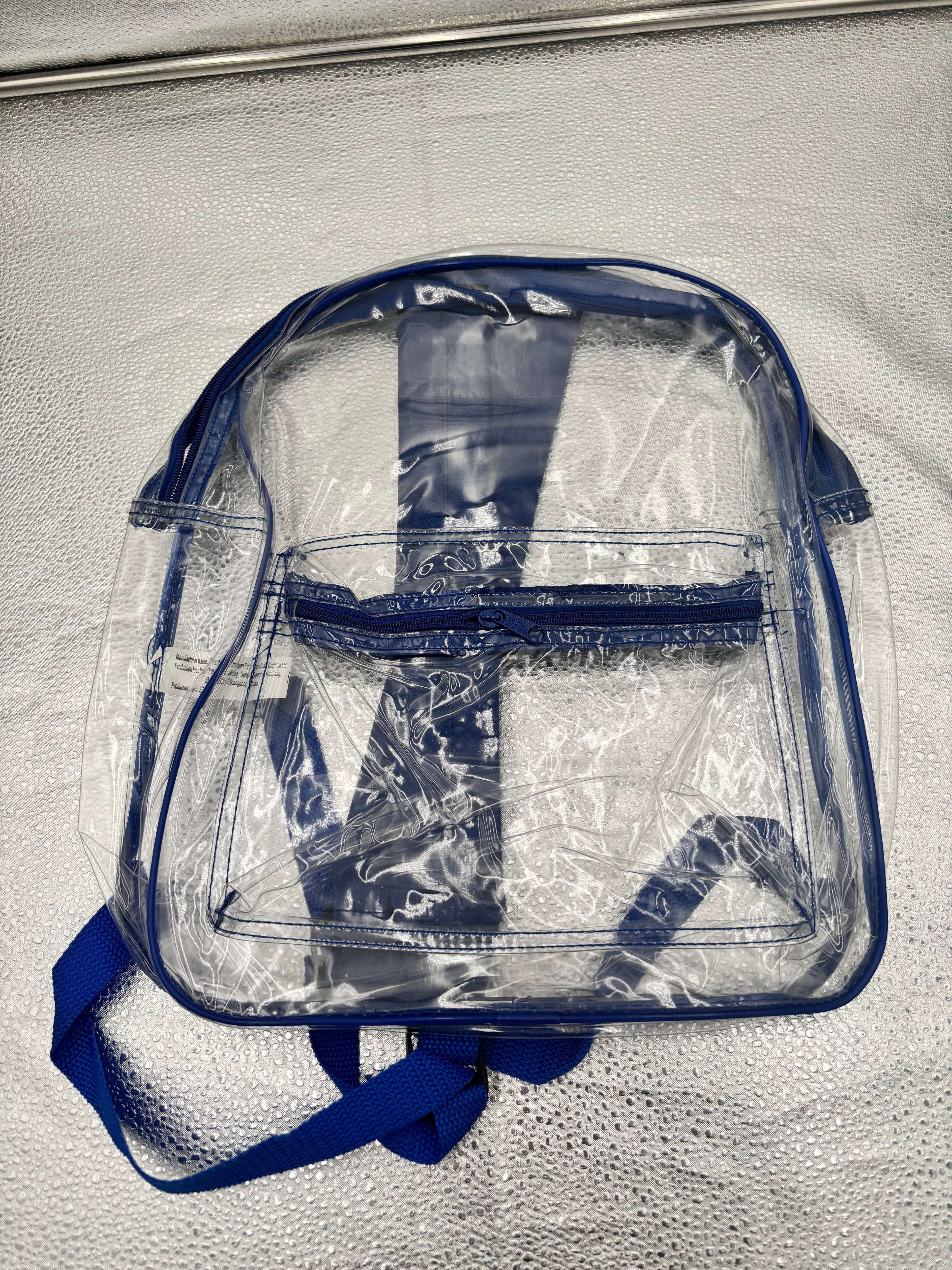 Clear Backpack with Blue Trim