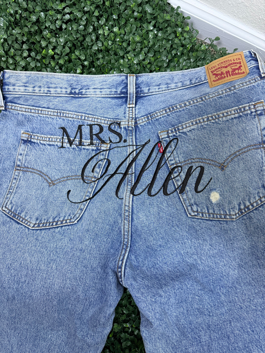Custom Bridal Jeans| Personalized Mrs. Embroidery