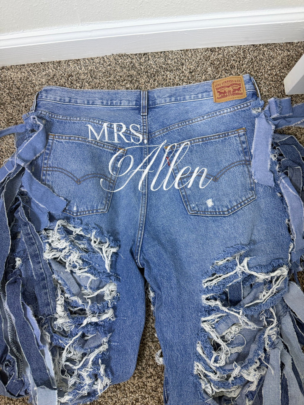 Custom Bridal Jeans| Personalized Mrs. Embroidery