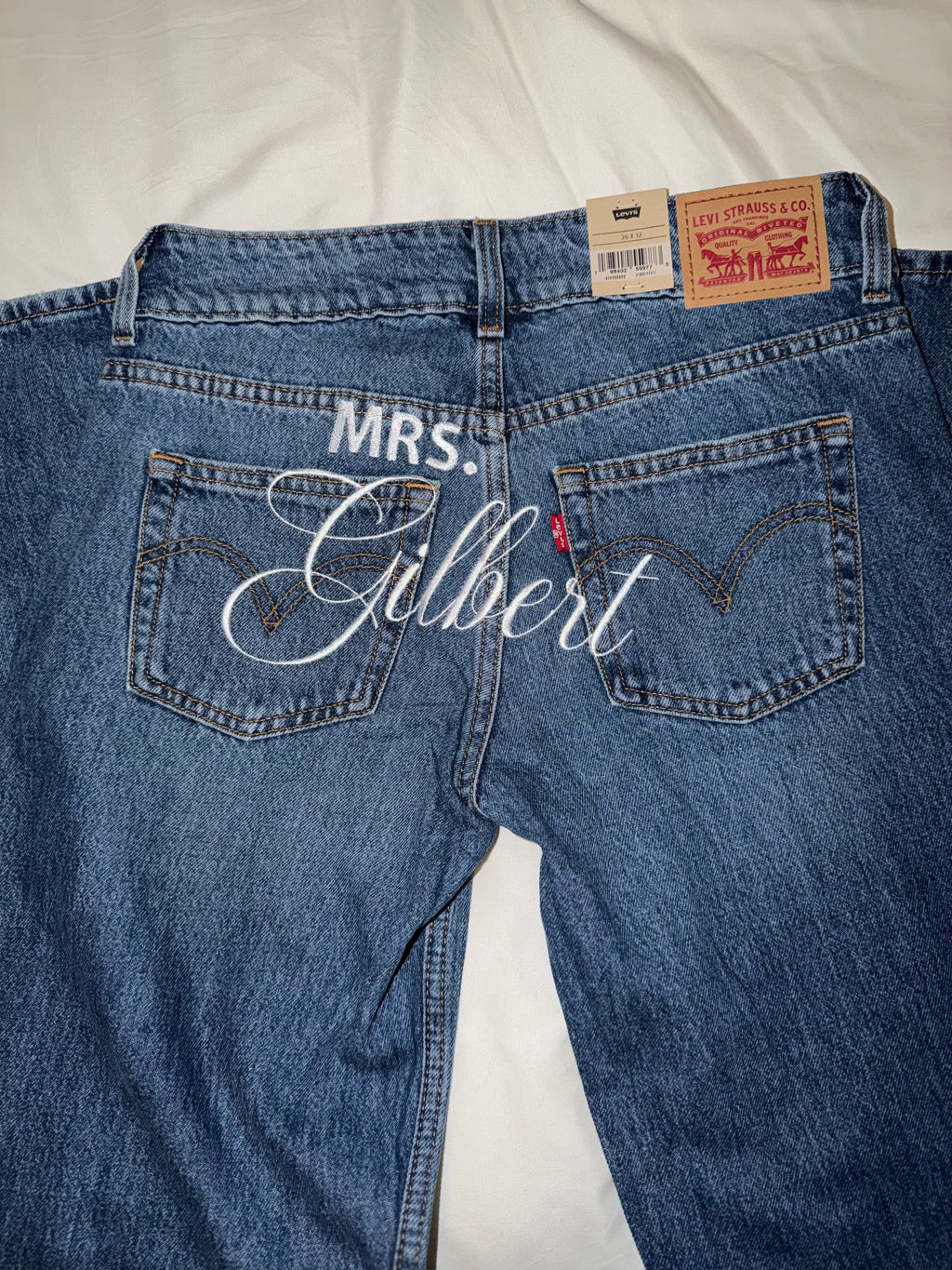 Custom Bridal Jeans| Personalized Mrs. Embroidery