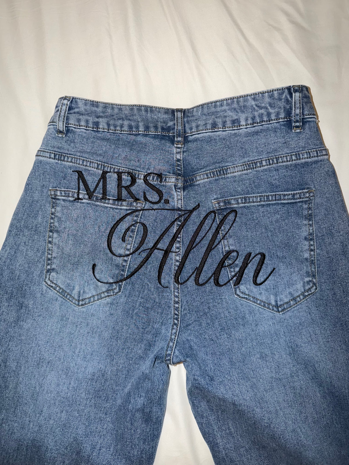 Custom Bridal Jeans| Personalized Mrs. Embroidery