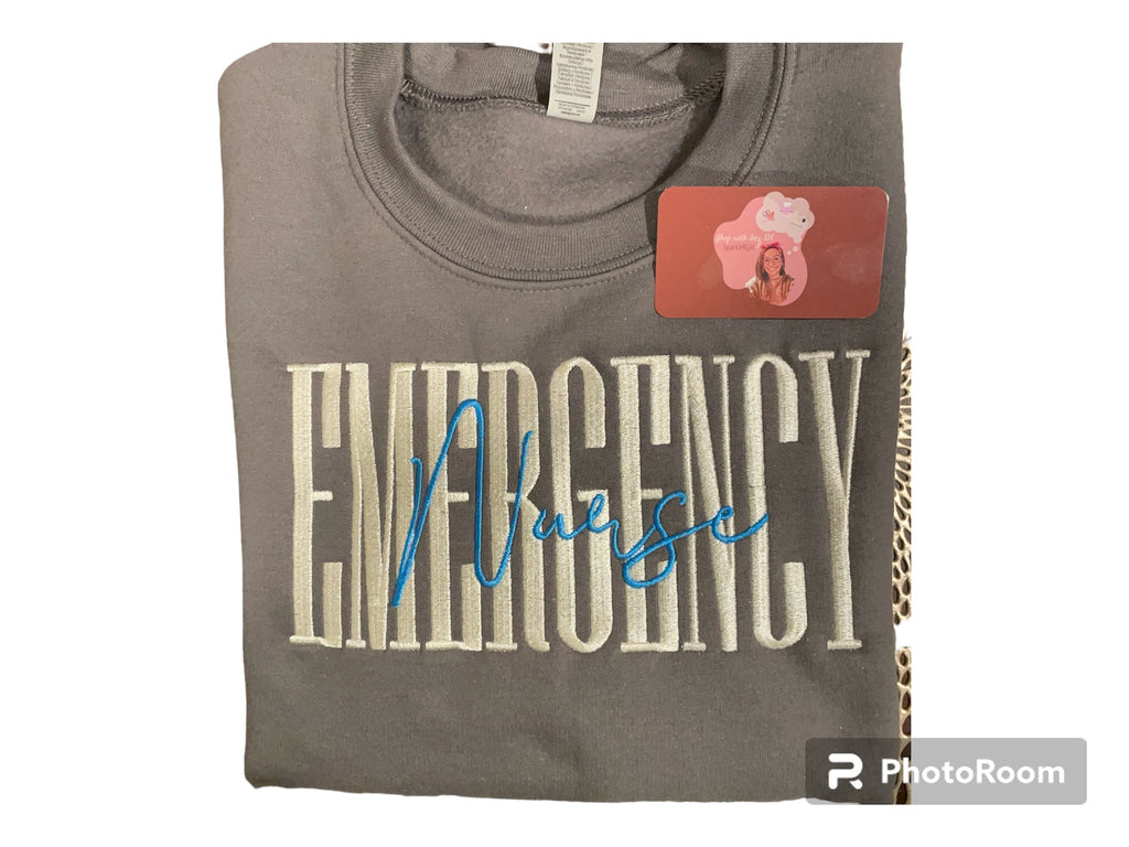 Emergency Room Nurse Embroidered Crewneck Sweatshirt